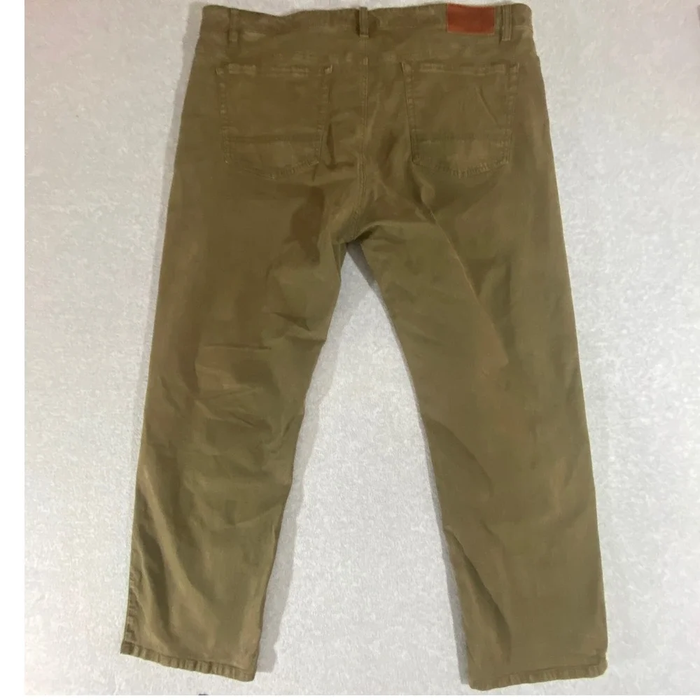 Orvis Five Pocket Pants Mens 42x29 Olive Green Cotton Stretch Straight Leg Twill